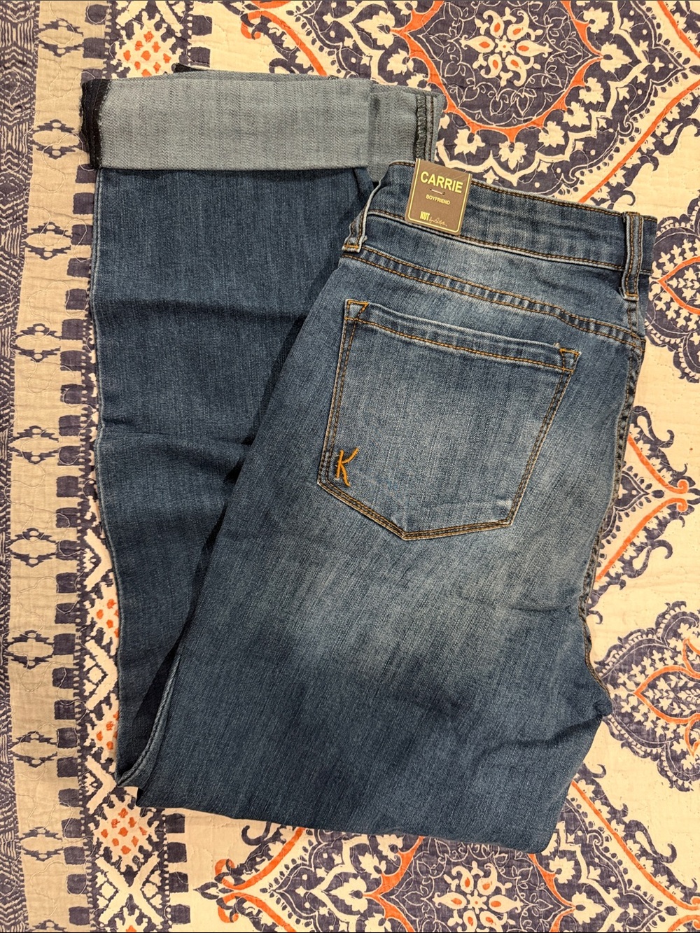 Kut from the Kloth Carrie Boyfriend Jeans in Blue Wash